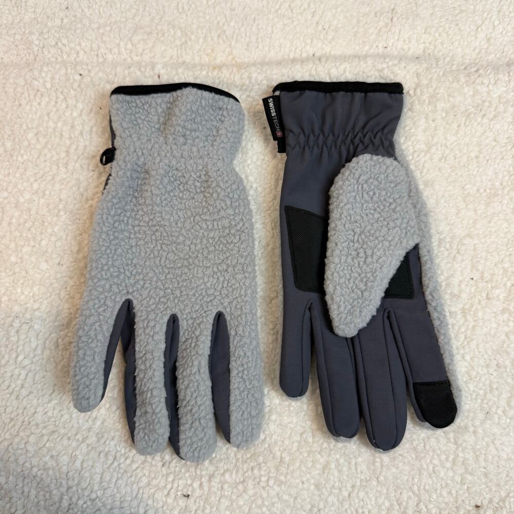 SwissTech Gloves Gray Teddy Fleece Sherpa Tech Compatible Driving Winter Work